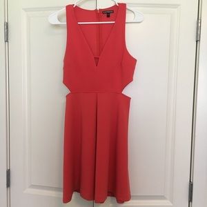 Coral Dress with Side Cut-outs